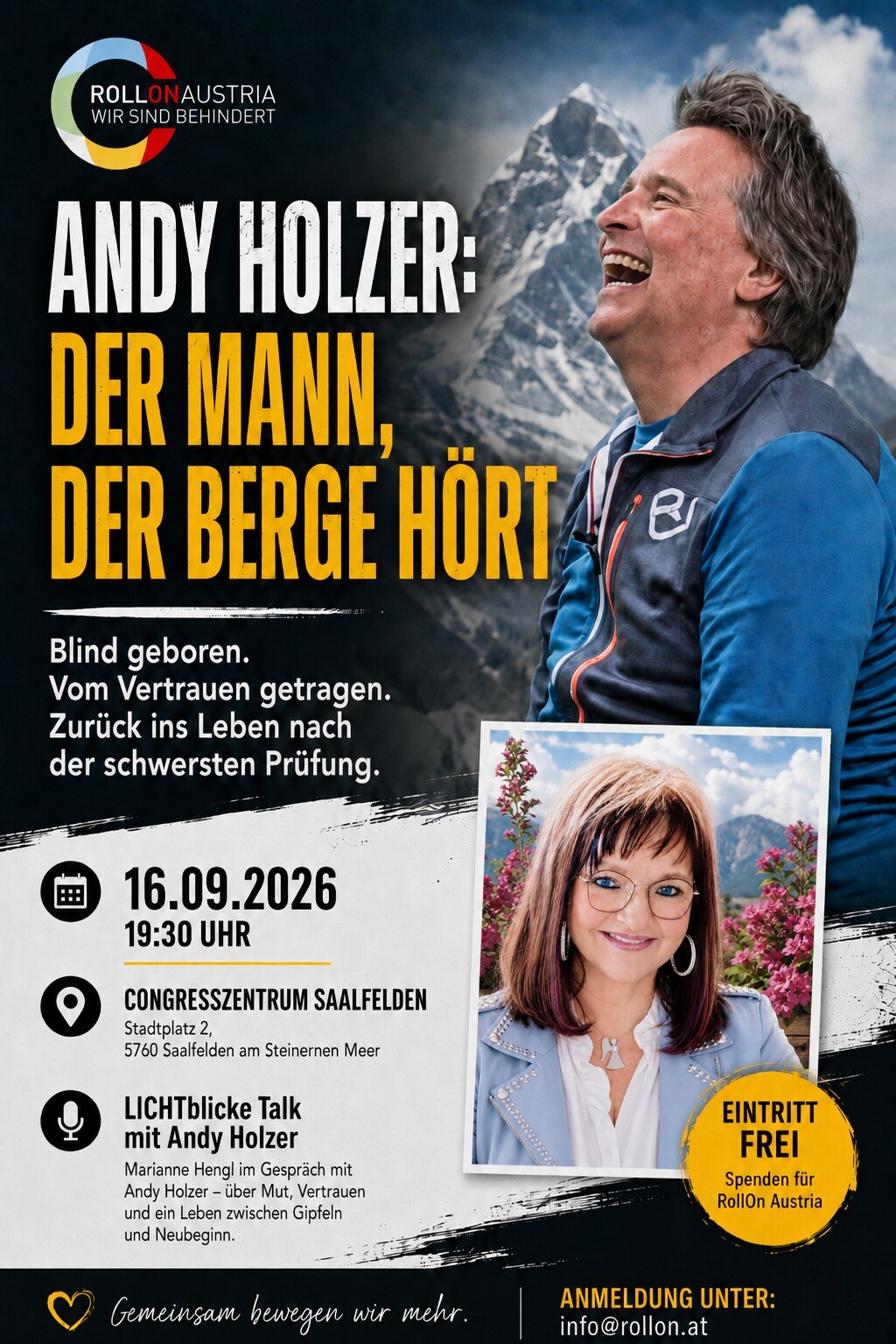 Plakat Andy Holzer: Der Mann der Berge hört