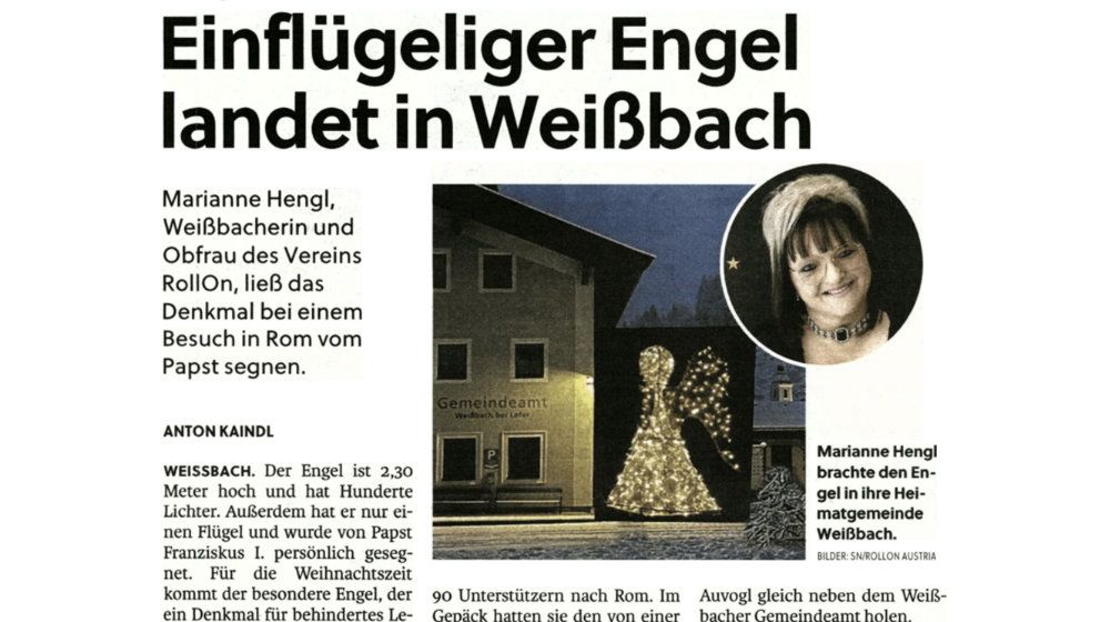 Einflügeliger Engel landet in Weißbach