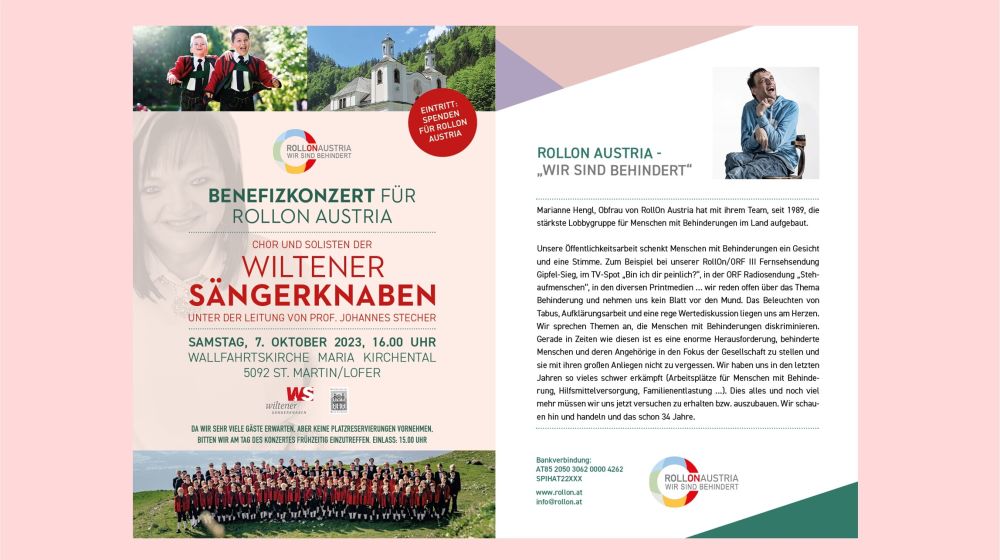 07.10.2023 / 16.00 Uhr / Benefizkonzert für RollOn Austria von den Wiltener Sängerknaben in Maria Kirchental